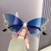 2024 Internet Celebrity Frame With Diamond Inlaid Butterfly Glasses For Women's High-end Sunglasses, UV Resistant_viptrois.com