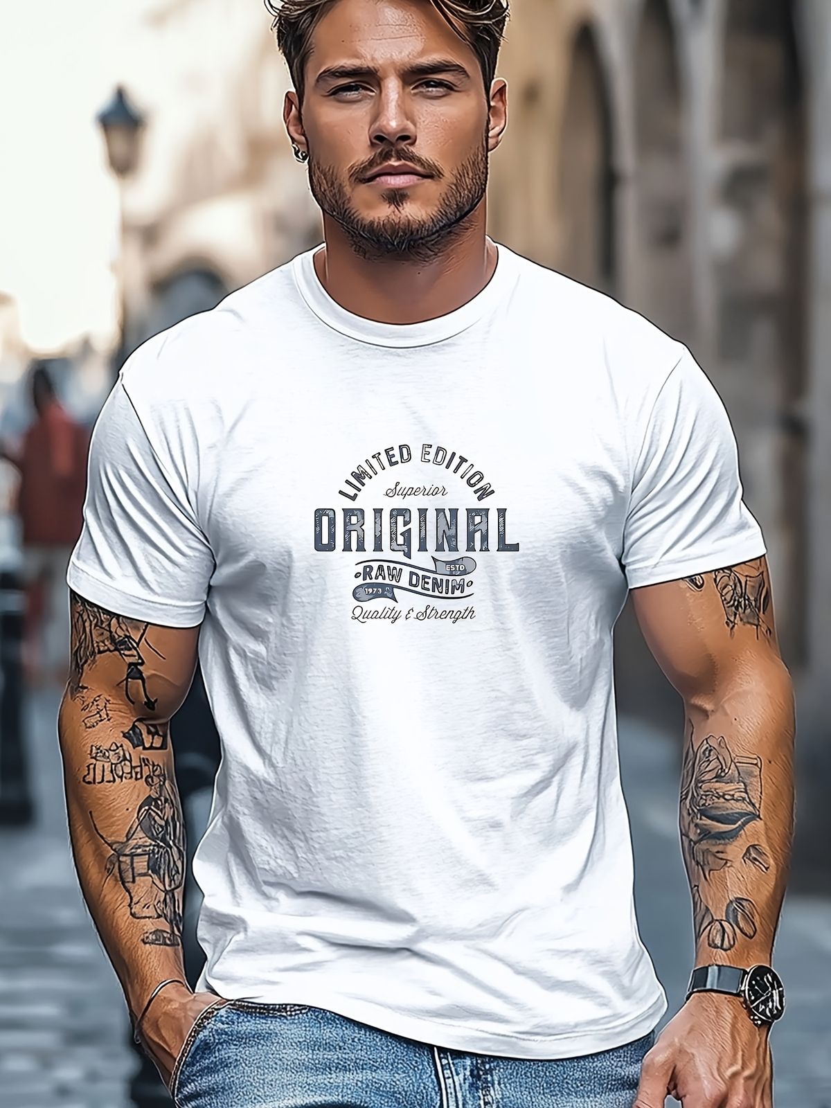 Men's 100% Cotton Stretch Fabric T-Shirt Casual Round Neck Short Sleeve With Print Ideal Gift Comfortable And Breathable For All Seasons Gift For Men_viptrois.com