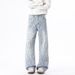 Colorful Plaid Straight Leg Jeans For Men, Autumn Style, Versatile, Trendy, Unique Design, Retro Vibe_viptrois.com
