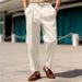 Men's Clothing Formal Mid Waist Button Straight Solid Color Comfortable Outdoor Daily Outing Fashionable Trousers_viptrois.com