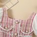 Mother&Kids Children's dress children's wool plaid pearl button small wool ball small fragrance puffle-sleeve children's princess dress_viptrois.com
