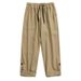 Men's Clothing Adjustable Hem, Two Way Workwear Casual Pants For Men, 2025 Spring New Japanese Loose Trendy Drawstring Trousers_viptrois.com