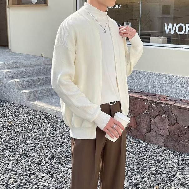 Sweater Cardigan Men's Autumn And Winter Trend Loose Knit Sweater Thread Clothing_viptrois.com