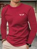 Men's Long Sleeved Round Neck Black T-shirt Top Loose 100 Cotton_viptrois.com