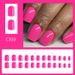 Short glossy rose red square nail wear nail simple sweet style Latin American European and American solid color wear nail manicure 24 pieces_viptrois.com