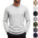 Men's Jacquard Check Pattern Long Sleeve T-Shirt | Relaxed Fit Casual Pullover For Fall And Winter Comfortable Relaxed Fit_viptrois.com