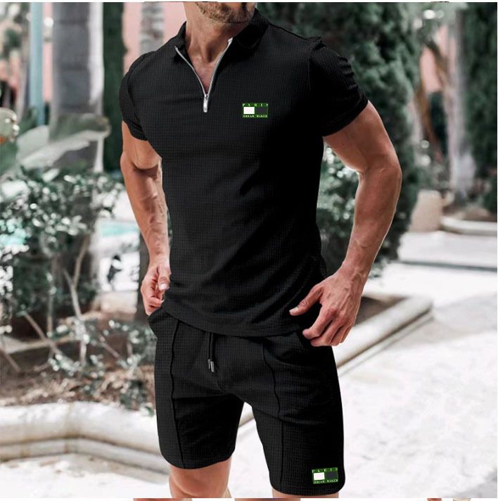 Men's Clothing Men's Spring And Summer Casual Trend Polo Suit Letter Printing Suit_viptrois.com