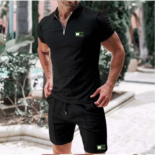 Men's Clothing Men's Spring And Summer Casual Trend Polo Suit Letter Printing Suit_viptrois.com
