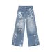 Men's Clothing | 2025 Summer New Products American Street Graffiti Fun Straight Leg Mopping Jeans Trend_viptrois.com