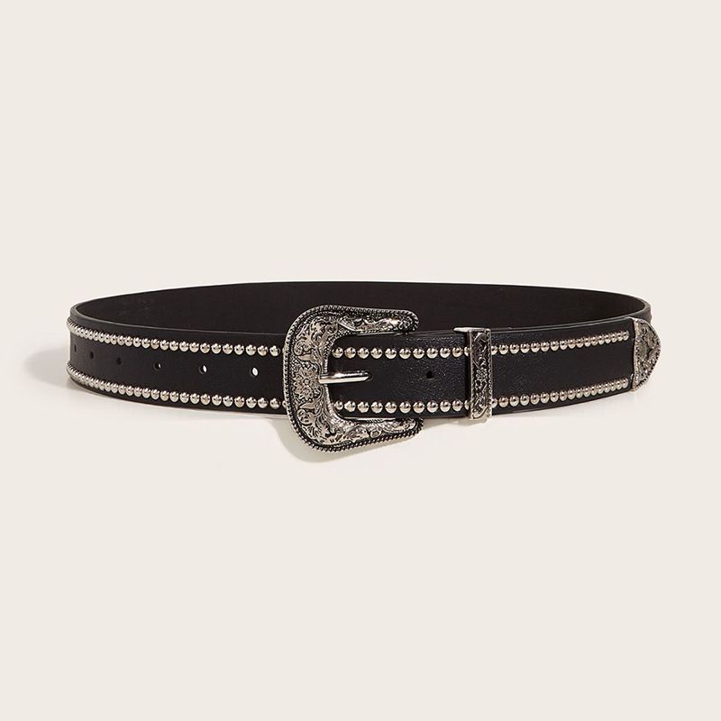 New Liu Nail Punk Style Belt Personalized Men's and Women's Jeans Trendy Fashion Universal Belt European and American Cross-border Spot_viptrois.com