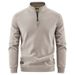 Men’s Fleece-Lined Stand Collar Half-Zip Sweater – Thickened Winter Knit Pullover, Anti-Pilling & Machine Washable (Minimalist Badge Detail)_viptrois.com