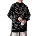 Mink fur semi high neck sweater for men, autumn and winter, thick and loose knit sweater, letter thread sweater_viptrois.com