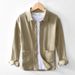 Autumn Ramie Thin Solid Color Top Jacket Casual Cotton Linen Long Sleeved Cotton Linen Shirt_viptrois.com
