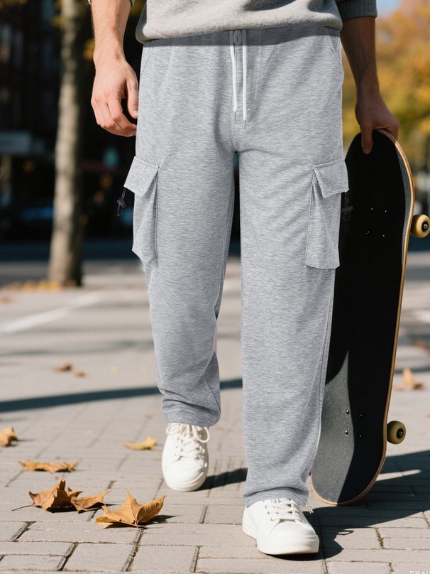 Men's Workwear Cargo Pants – Multi-Pocket Straight-Leg Drawstring Trousers (S-XXXL, Stretch Polyester, Wrinkle-Free)_viptrois.com