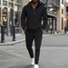Men's Waffle-Knit Hoodie & Jogger Set – Lightweight Zip-Up Loungewear (S-3XL) | Breathable Polyester For Casual & Sporty Style_viptrois.com