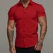 Men's Clothing Shirt Short Sleeve Lapel Elastic Thin Solid Color Sports Casual_viptrois.com
