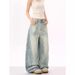 "Men's Deconstructed Washed Jeans – Distressed Blade-Cut Wide-Leg Trousers (Vintage Streetwear, Oversized Fit,Summer Lightweight)"_viptrois.com