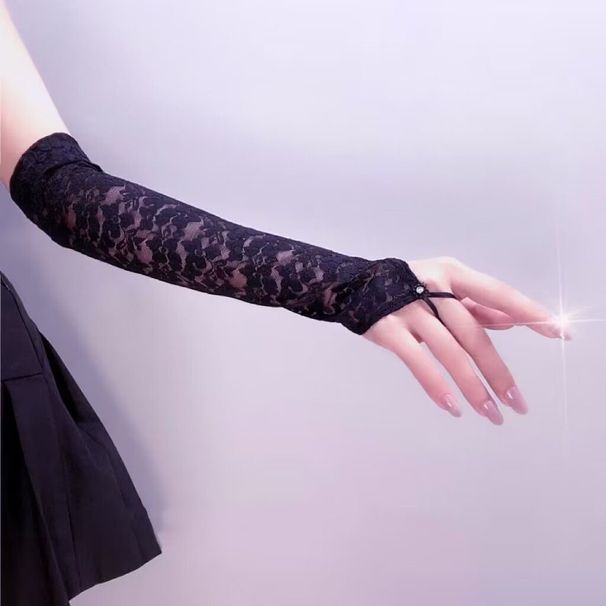 Long Fashion Sexy Party Costume Ball Accessories Lace Adult Scar Covering Sun Protection Gloves_viptrois.com
