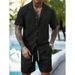 Men's Casual Cardigan Shorts Set Summer Short Sleeve Drawstring Style New TK_viptrois.com