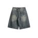 2025 Thin Denim Shorts Men's Summer New Straight Five-point Pants Tide Brand American Casual High Street Middle Pants Tide_viptrois.com