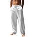 Loose Casual Linen Straight Pants Holiday Leisure Men's Solid Color Versatile Beach Trousers_viptrois.com