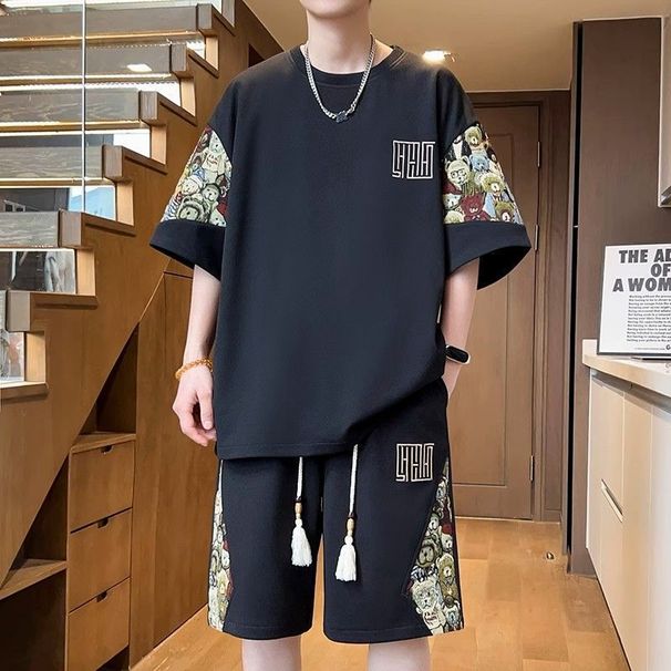 New Chinese Summer Dress Light Luxur High End Short Sleeved Shorts Sports Two Piece Men's Casual Fashion Set_viptrois.com