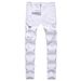 Men's Casual Ripped Jeans Tight Trousers Mid Waist Standard Thickness Slight Stretch Machine Washable Product_viptrois.com