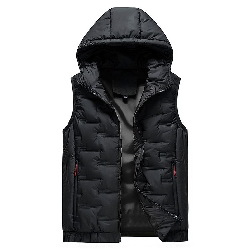 Men's Clothing Hooded Vest Men's Cotton Vest Fashion Casual Sports Sleeveless Coat Cardigan Clip_viptrois.com