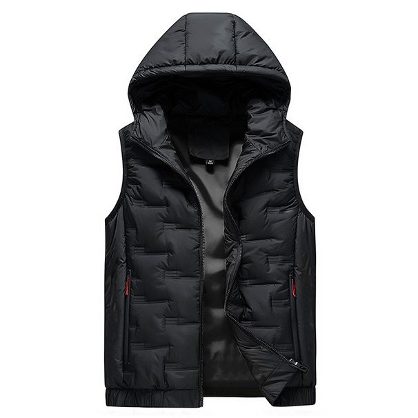 Men's Clothing Hooded Vest Men's Cotton Vest Fashion Casual Sports Sleeveless Coat Cardigan Clip_viptrois.com