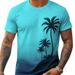Cross Border Supply Of Hawaiian Coconut Tree Style Short Sleeved T Shirt For Summer Men's Gradient Printing Beach Style Casual Short Sleeved Men_viptrois.com