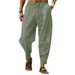 Men's Clothing Summer Men's Hip Hop Breathable Loose Casual Sports Linen Trousers_viptrois.com