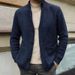 Autumn Winter Men's Longline Cardigan Sweater - Stand Collar Knitted Coat For Plus Size Casual Wear (S-5XL, Navy/Grey/Black/Brown/Army Green/Khaki)_viptrois.com