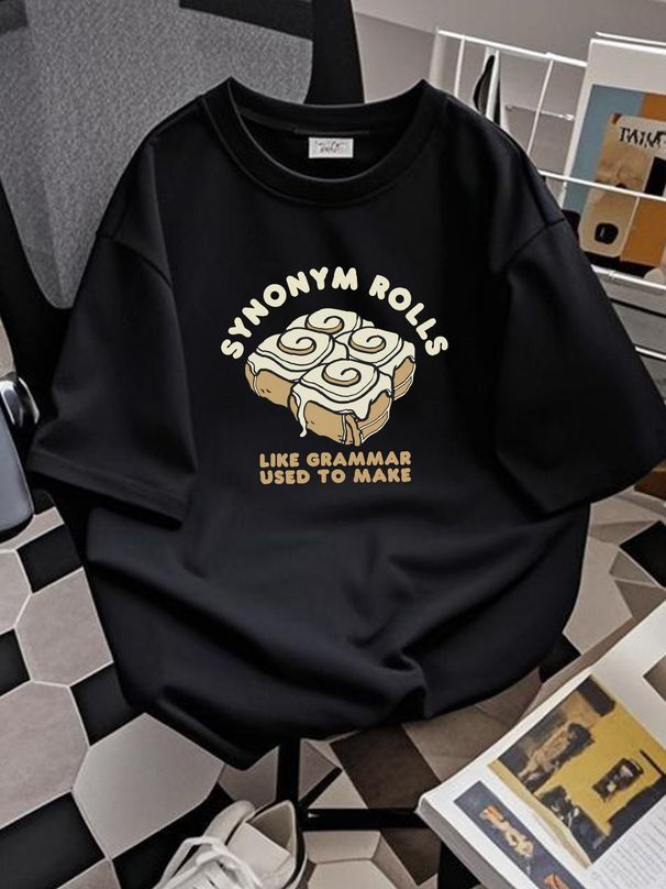 Black Synonym Rolls T-shirt Bookworm Grammar Shirt Vocabulary English Teacher Literature Shirt For Teachers Stretched Stylish Casual Slightly_viptrois.com