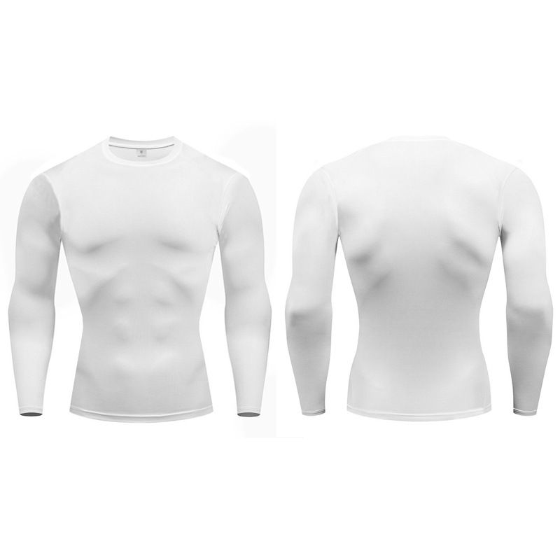 Foreign Trade Cross-border Light Board Quick-drying Clothes Men's Fitness Clothes Muscle Tights Crew Neck Bottoming Shirt Breathable Long-sleeved_viptrois.com