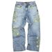 Men's Clothing Floral Embroidered Jeans Men Women - Loose Fit Straight Leg Distressed Denim Pants Vintage Wash Comfortable Cotton Blend Streetwear_viptrois.com