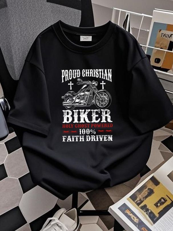 Biker Retrovintage Proud Christian Biker Holy Ghos Collaboration Backpack Large Capacity Cute Foldable 3d Printing Soft Versatile Designer Clothes_viptrois.com