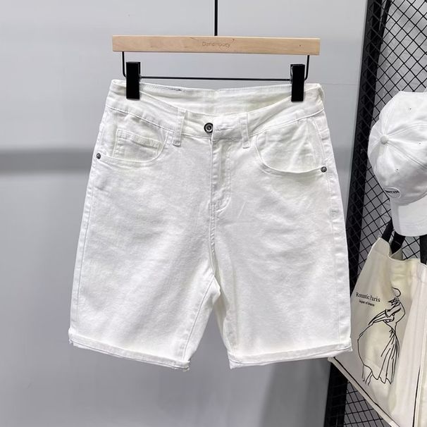 Men's Clothing Denim Shorts For Summer Thin Elastic Trend Slim Fit Slim Fit Washed Casual Trendy Pants_viptrois.com