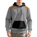 Men's Casual Plaid Hooded Sweatshirt Black Gray Polyester Autumn Winter American Style With Large Pocket Fashion_viptrois.com