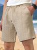 Men's Clothing Loose Solid Color Shorts Jacquard Cloth Drawstring Casual Shorts Beach Pants_viptrois.com