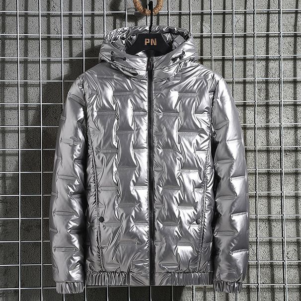 Metallic Finish Winter Puffer Jacket – Slim-Fit Hooded Coat With High-Shine Polyester Shell (M-5XL)_viptrois.com