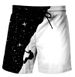 Men's Black And White Pattern 3d Printed Shorts Loose Beach Pants Fashion Casual Shorts _viptrois.com