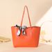 Fashion Simple Large Capacity Tote Bag 2024 New Lychee Pattern Scarf Decoration Solid Color Women's Shoulder Bag_viptrois.com