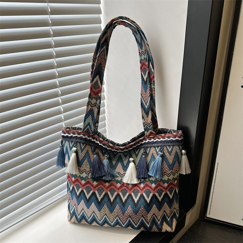 Women's Shoulder Bags Large-capacity Ethnic-style Bag, Fashionable Single-shoulder Underarm Bag, Vegetable Basket, Work Single-shoulder Bag_viptrois.com