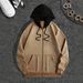 Men's Fleece-Lined Hooded Zip-Up Jacket - Winter Warm Pullover With Thickened Interior, Streetwear Oversized Fit, Polyester Shell (Khaki/Black)_viptrois.com