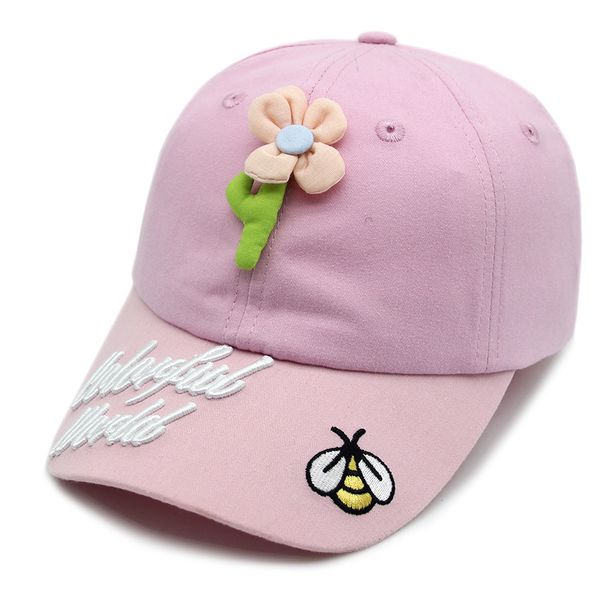 Children's flower baseball pink size children's pure cotton material cute sweet cool duckbill cap_viptrois.com