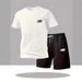 Men's Clothing Summer Printed Ice Silk Short Sleeved Shorts Two Piece Suit Teenagers Men's T Shirt Trousers Casual Wear_viptrois.com