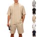 Men's Casual Plus Size Shorts Suit Heavyweight Knit Jacquard High Street Style Loose Fit Short Sleeved_viptrois.com
