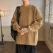 Pure Round Neck Winter Men Teenagers, Fleece-Lined And Thickened Knitwear, Stylish Cable Knit Loose-Fit Warm Sweater For_viptrois.com