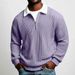 Cross-Border European And American Men's Solid Color Large Waffle Long Sleeve Autumn Casual Sports Turn-Down_viptrois.com