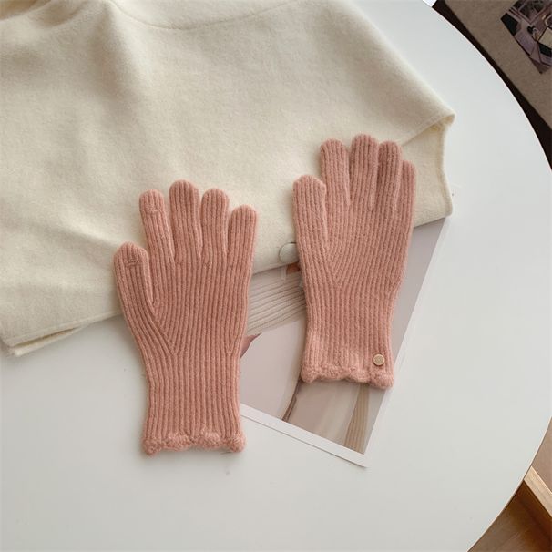 Korean Holes, Fashionable Five Finger Easy Playing With Mobile Phones, Wool Gloves For Warmth In Winter_viptrois.com